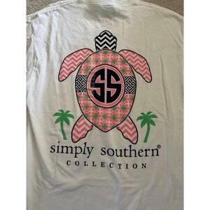 Simply Southern White Turtle Graphic T-Shirt Large Short Sleeve Cotton Tee NWT